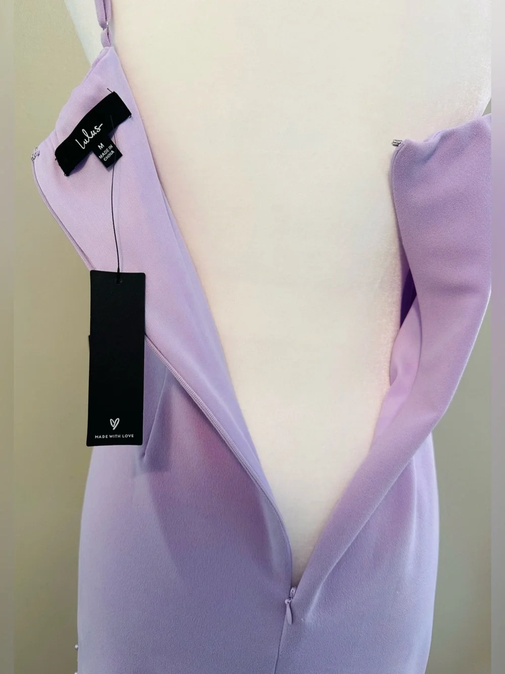 NWT Lulu’s Lavender Bodycon Pearl Sleeveless Mini Dress - Medium